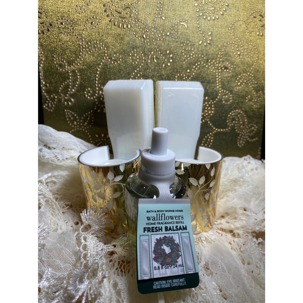 Bath & Body Works Wallflowers 2 White Barn Gold Leaf Cutout Fragrance Diffusers
